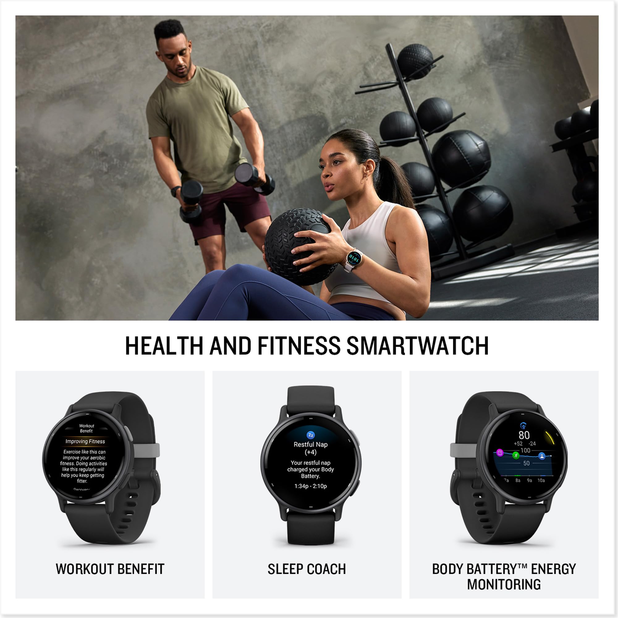 Garmin V  Voactive 5, Health And Fitness Gps Smartwatch, Amoled Display, Up To 11 Days Of Battery, Navy